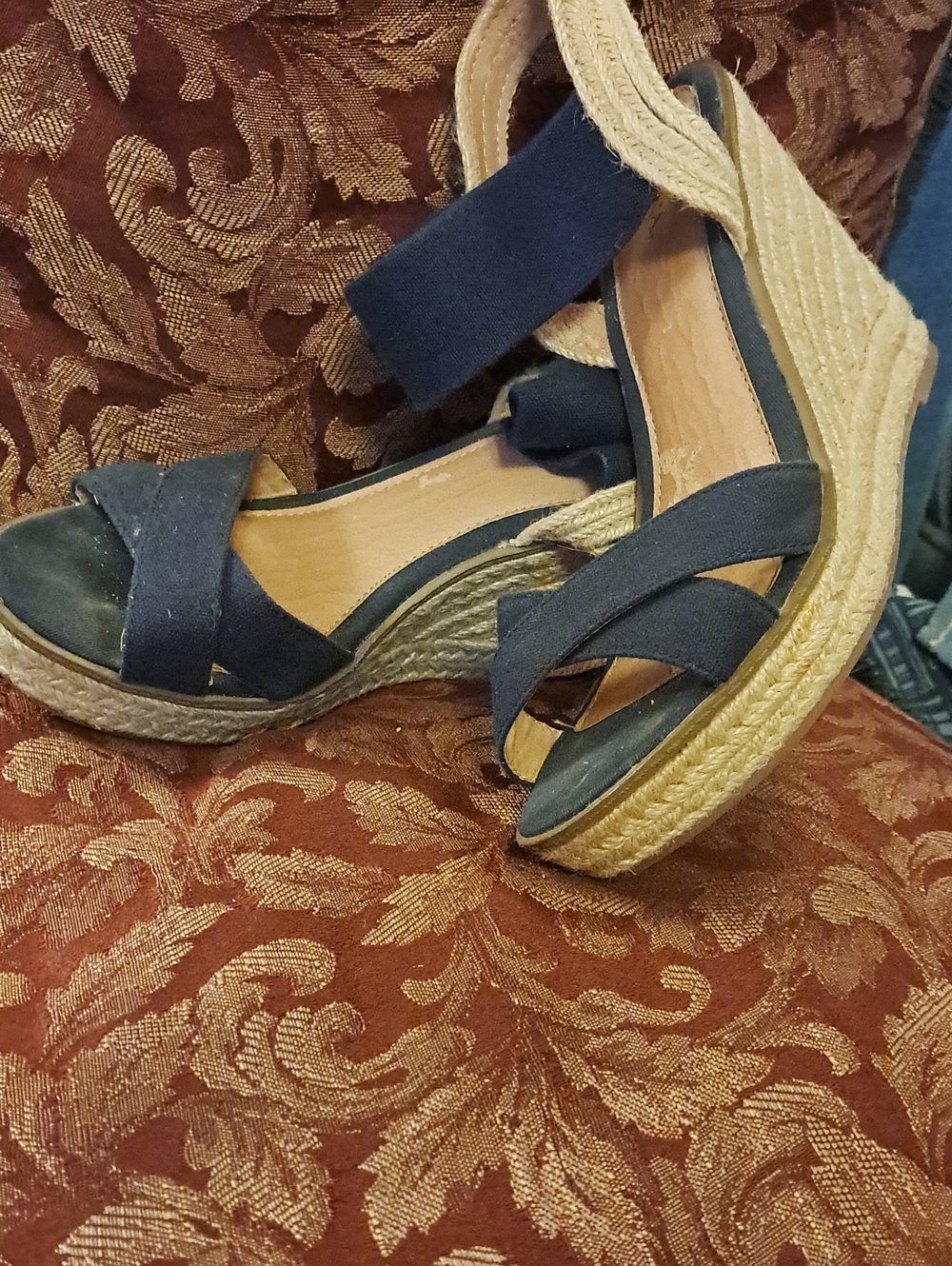 Women’s Navy Espadrille Wedge Sandals